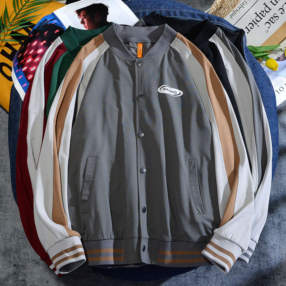 

2021 spring new casual Korean Trend baseball suit loose and versatile stand collar men's jacket, Black;brown