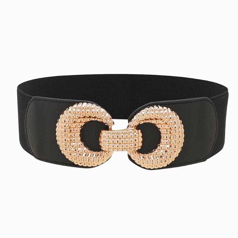 

Women Belt 2021 Gold Elastic Belts For Women Fashion Luxury Waistband Female For Coat Dress High Quality New, Black