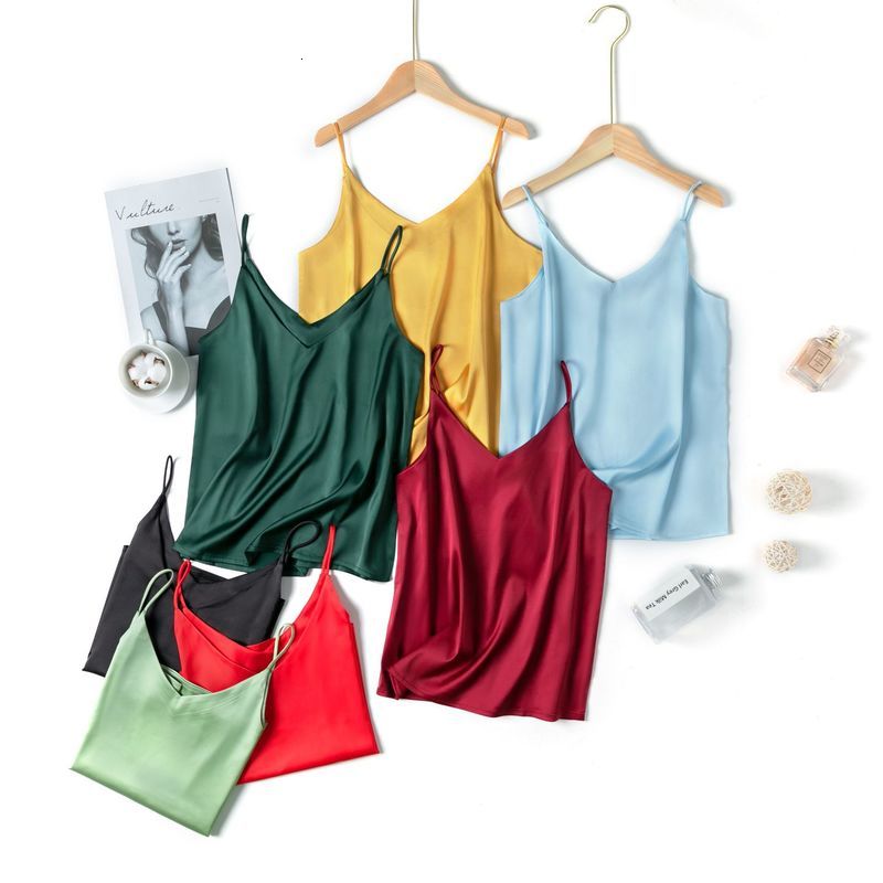 Silk V-neck Suspender with Waistcoat for Women in Spring and Summer-image-702700785