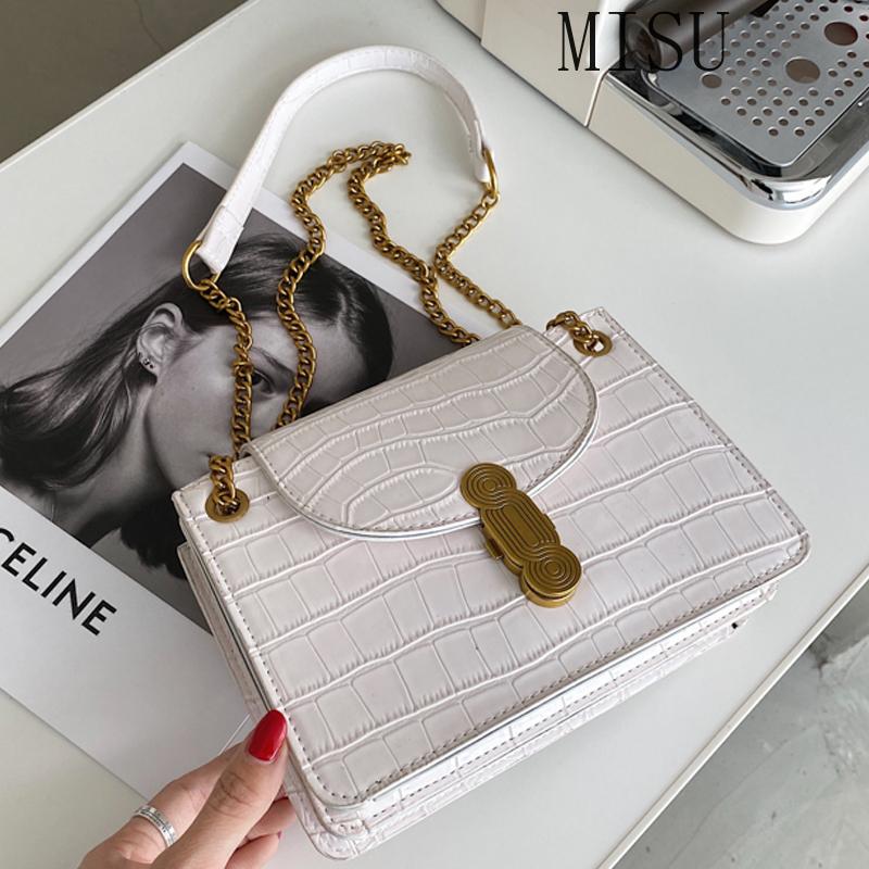 

Fashion PU Leather Messenger Bag Luxury Shoulder Bag Casual Mobile Phone 2021 New Series Chain Leisure, Beige