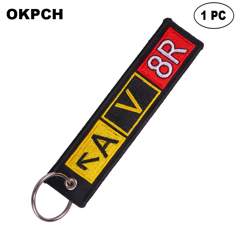 Key Fobs Chains Jewelry Red Embroidery Remove Before Flight Keyring Gift for Friends PK0036
