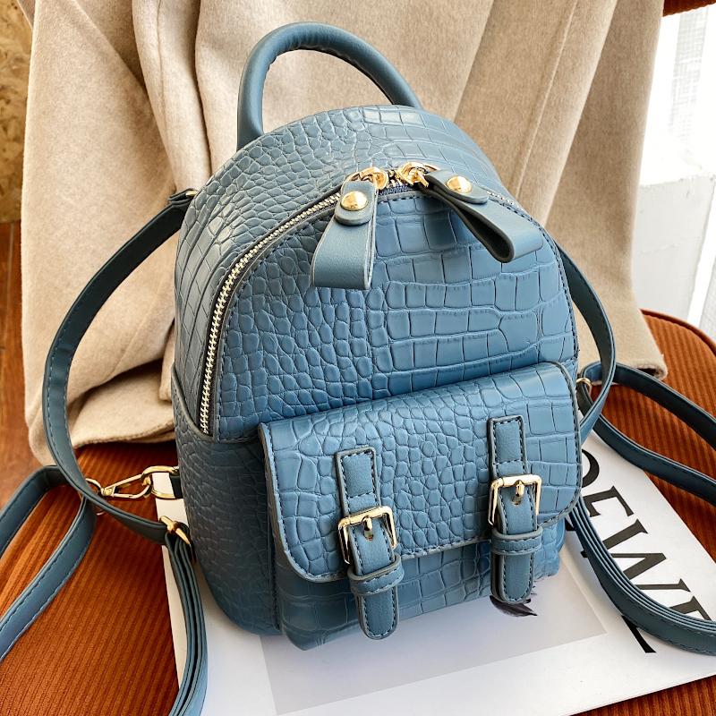

Backpack Style Fashion Alligator Mini Women Cute Small Back Pack In 30cm Luxury Designer Mochilas Para Mujer High Quality Bags Travel, Black