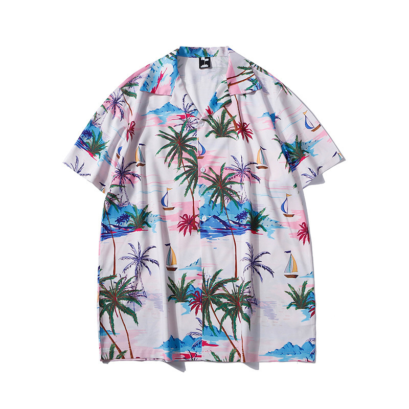 

2021 Summer Hot Sell New Men Vintage Beach Shirt Fashion Coconut Tree Print Hawaiana Short Sleeve Shirts Mens Oversized Casual Tops 5ezz, Zj205