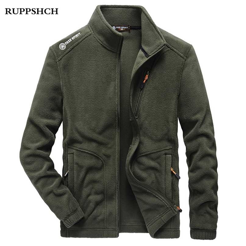 

Autumn Winter Men Polar Fleece Sports Jacket Thick Casual Warm High Quality Large Size M-5XL 211110, Black