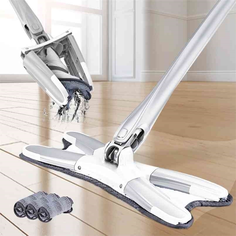 

Congis 360 Degree X-Type Floor Mop Flat Mops For Wood Ceramic Tiles Home Cleaning Tool with 3pcs Reusable Microfiber Pads 210904