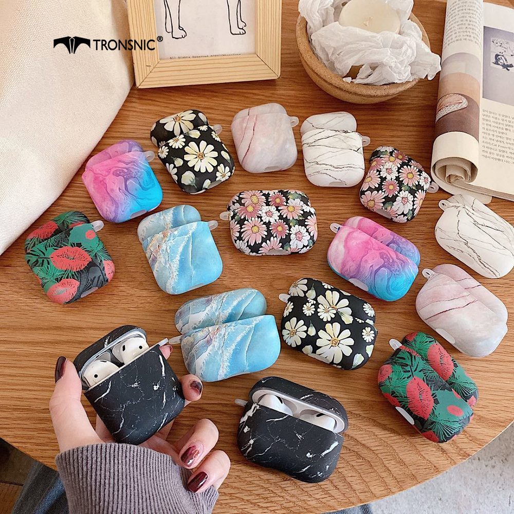 

Marble Matte Case for Apple Airpods pro Case Soft Cover Silicone Headphone Box for Airpod Bluetooth Earphone Cases Flowers Black