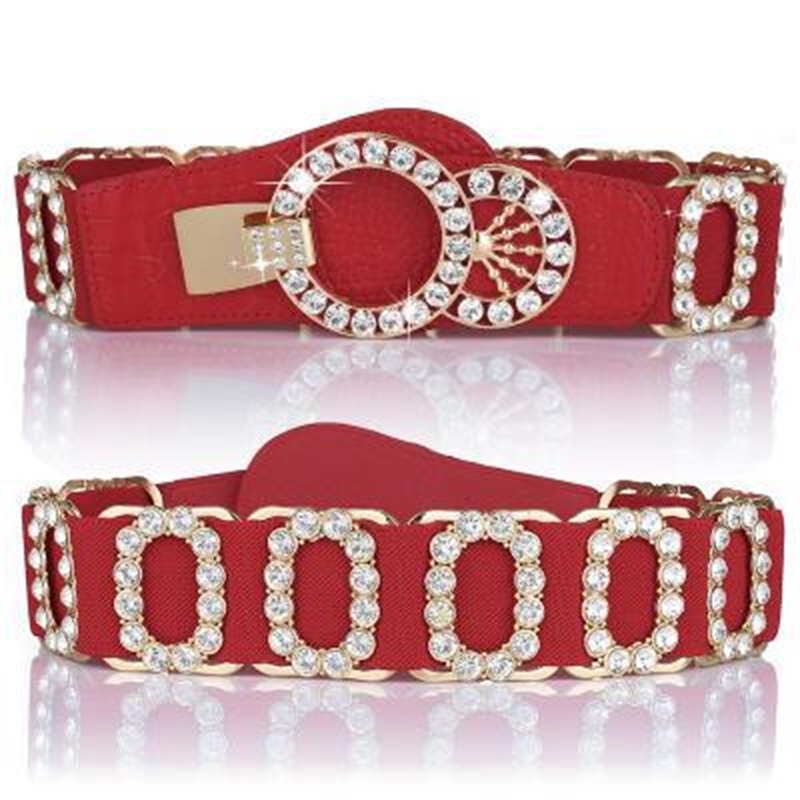 

Designer belts 2023 Belt decorative version red new water drill fashion women's diamond elastic waist belt factory outlet