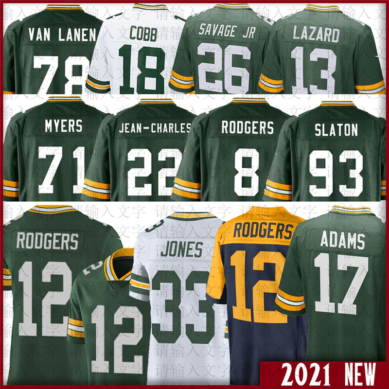 

12 Aaron Rodgers Jersey 33 Aaron Jones Jaire Alexander Davante Adams Devin Amari Rodgers Randall Cobb Stokes Benkert Rashan GreenBaysPackersMen, Men(bao zhuang gong)