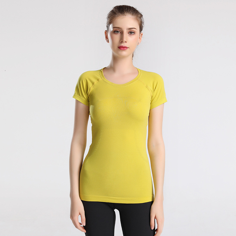 

Lulu new 2.0 women's short sleeve T-shirt seamless swiftly tech top sports quick drying Fitness Yoga suit, Black