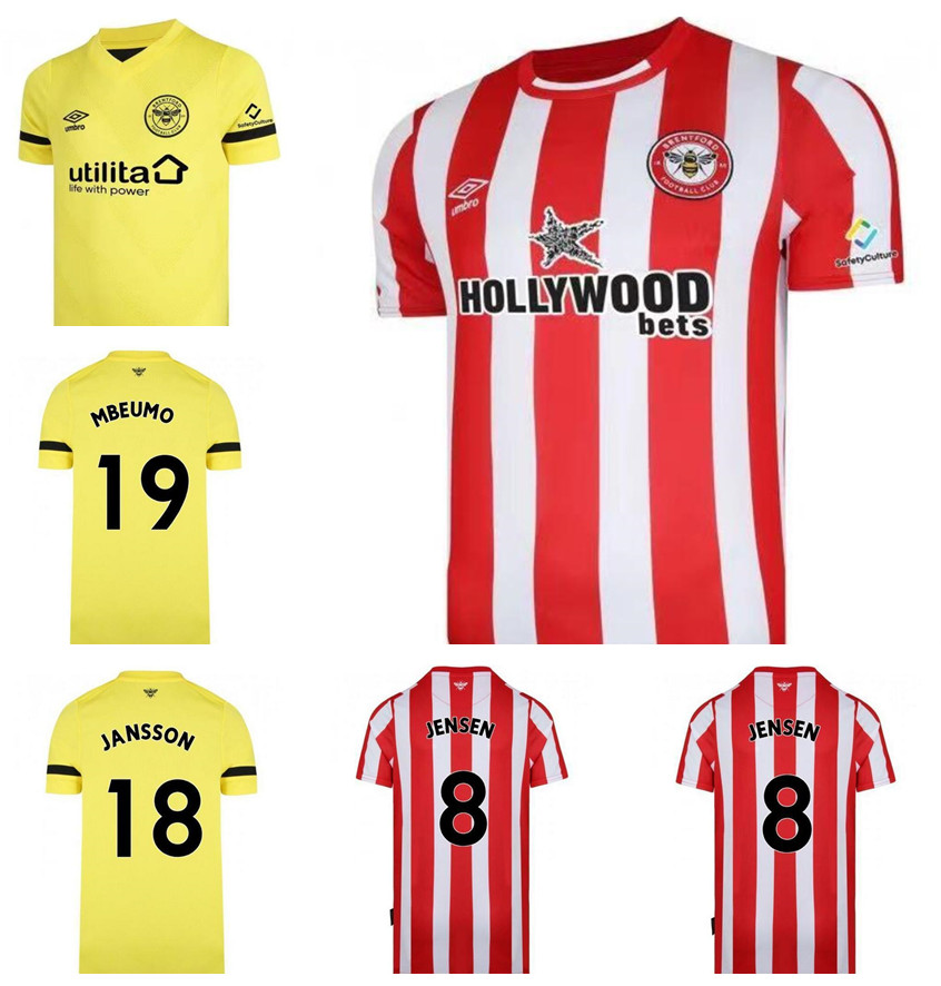 

FC Brentford 21 22 soccer jerseys home away yellow Fosu MBEUMO TONEY Dasilva Forss CANOS camisetas 2021 Newest Thailand maillot de foot adult men kit football shirts, Black