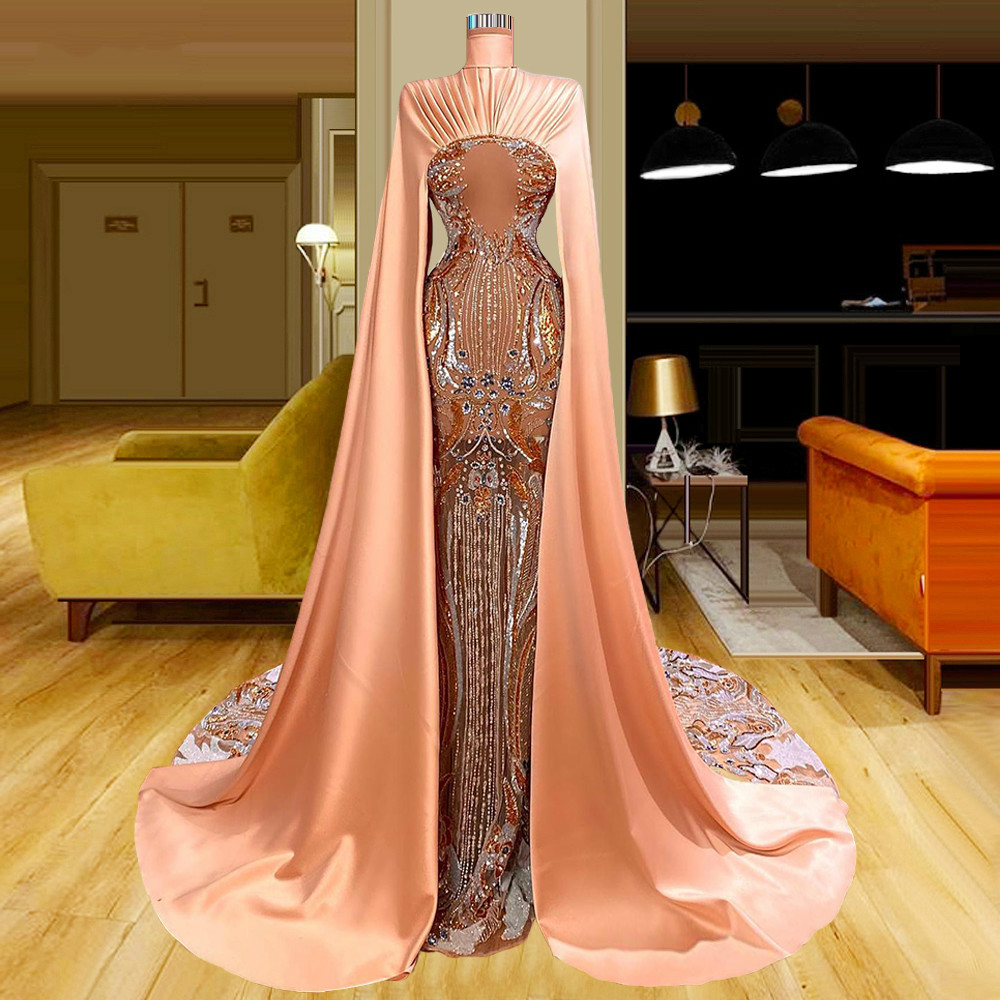 

Turkish Couture Muslim Illusion Celebrity Dresses Long Beads Arabic Evening Dresses For Women Party Photography Gowns Vestidos, Black