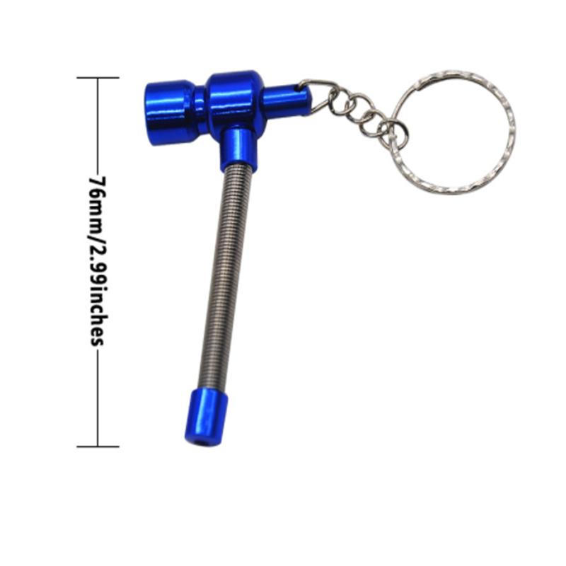

1Pc Metal Spring Smoking Pipe Metal Portable Tobacco Pipe with Key Chain Mini Smoking Accessories