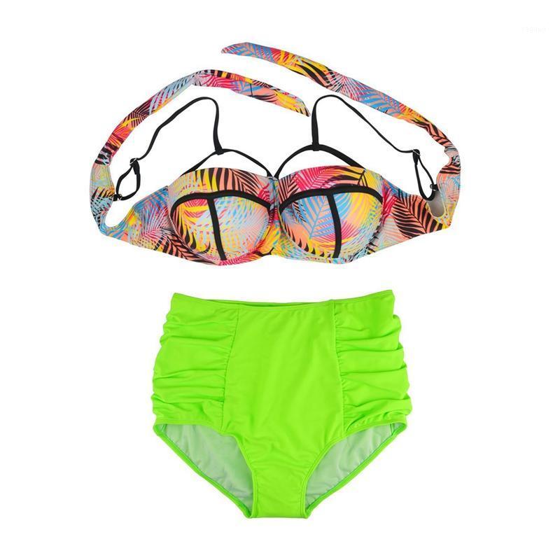 

Womens Plus Size Swimsuit Swimwear Bathing Suits High Waist Bikini Yellow Women's