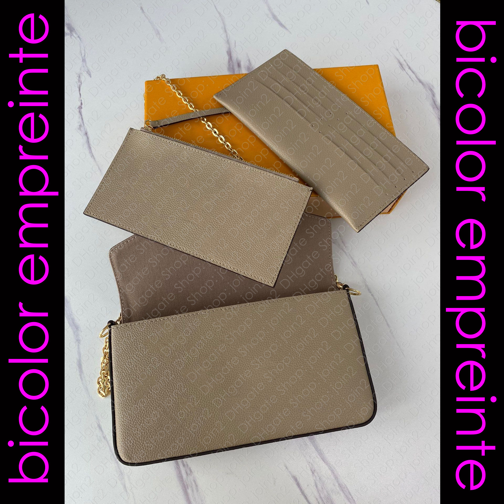

bicolor M69977 FÉLICIE FELICIE POCHETTE Designer Women Shoulder Cross Body Chain Wallet Flap Clutch Bag Key Card Holder Zippy Purse Pouch, *extra long chain only (no bag)