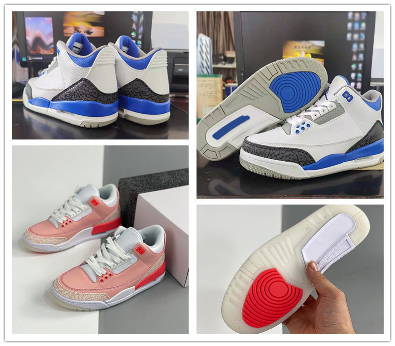 

Shoes 3 Racer Blue Black White Men Basketball Jumpman 3s WMNS Rust Pink Crimson Women Sports Trainer, Bubble wrap packaging