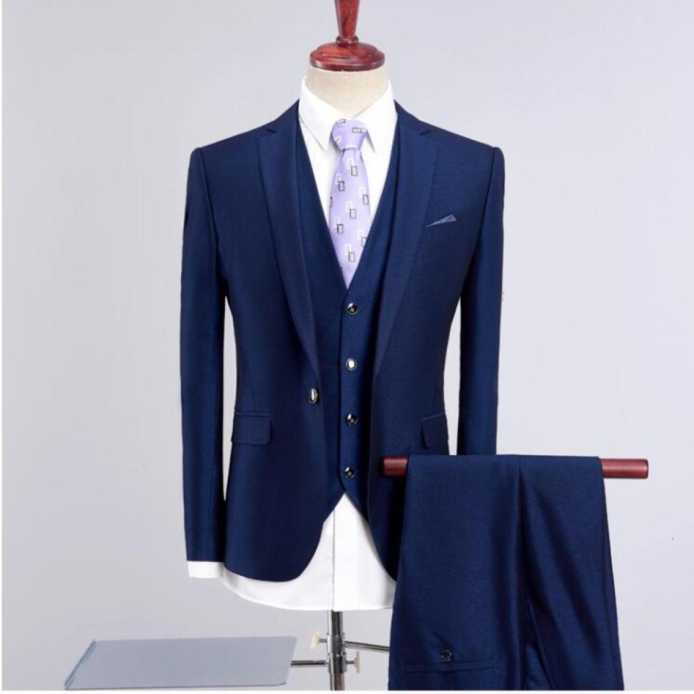 

2021 Autumn Color Large Size Pieces Set Fashion Men's Slim Fit British Style Business Formal Suit 4eur, Royal blue
