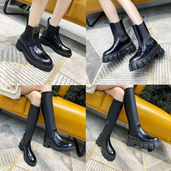 

New Designer Boots Women Boot Platform loafers Calfskin Fashion Sexy Martin Shoes Bottom Rubber non-slip comfortable wear-resistant size 35-40, Black
