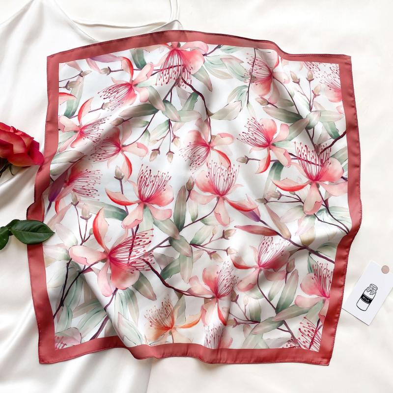 

Hats, Scarves & Gloves Sets Original Design 55CM Small Square Scarf Korean Printing Temperament Ageing Spring And Autumn Thin Decorative