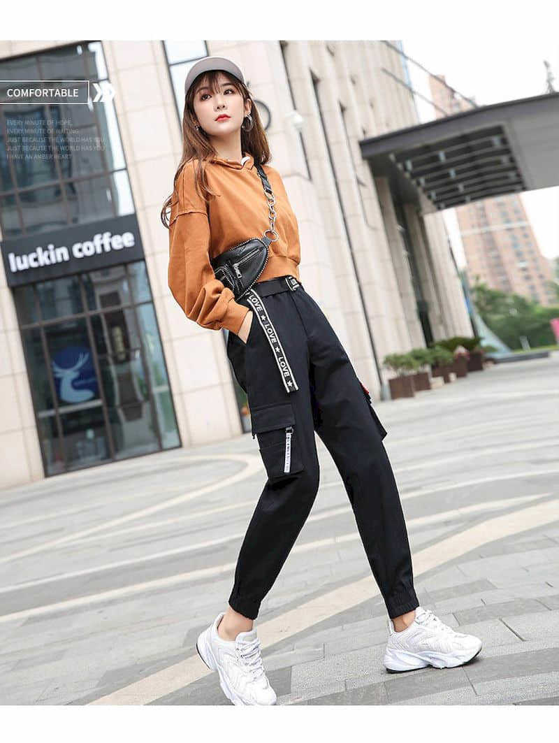 

[Including cotton] Street suit overalls women loose straight high waist sweater trendy thin pants spring autumn wear 210526, White pant suit