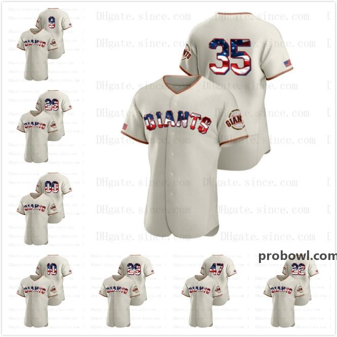 

San Francisco 2020 Stars & Stripes Giant Buster Posey Baseball Jersey Brandon Crawford Customize Kevin Pillar Yastrzemski Longoria Belt, Grey