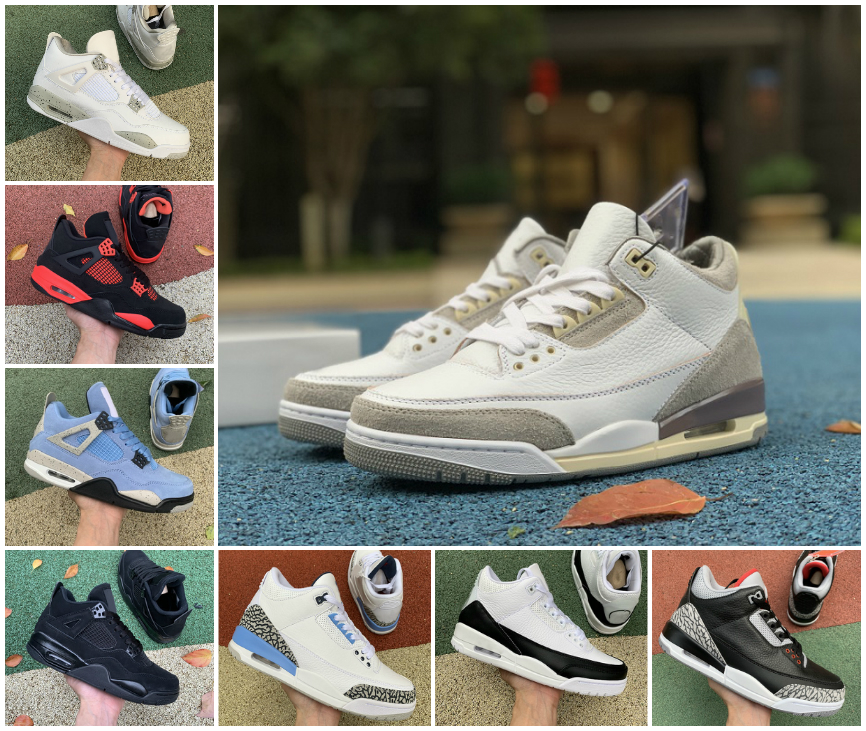 

Jumpman Racer Blue 3 3S Basketball Shoes Mens Cool Grey A Ma Maniere UNC Knicks Laser Orange Denim Red Black Cement Pure White Varsity Royal Designer Trainer Sneakers, Bubble package bag