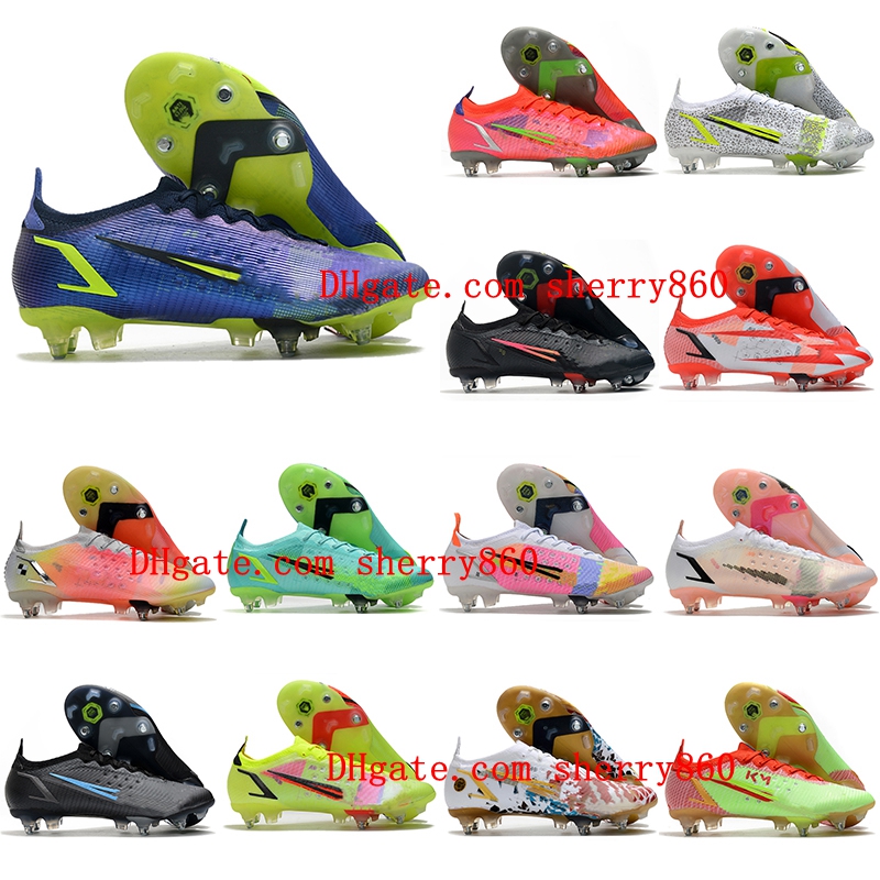 

2021 Mercurial Vapors XIV Elite SG PRO Anti Clog Soccer Shoes Cleats Neymar Cristiano Ronaldo CR7 Football Boots Black White Red, As picture 1