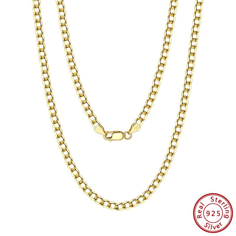 

Chains 3MM Rolo 925 Horsewhip Necklace Sterling Silver 18K Gold Color 40 45 50 55 60CM For Women Men's Chain Jewelry On The Neck