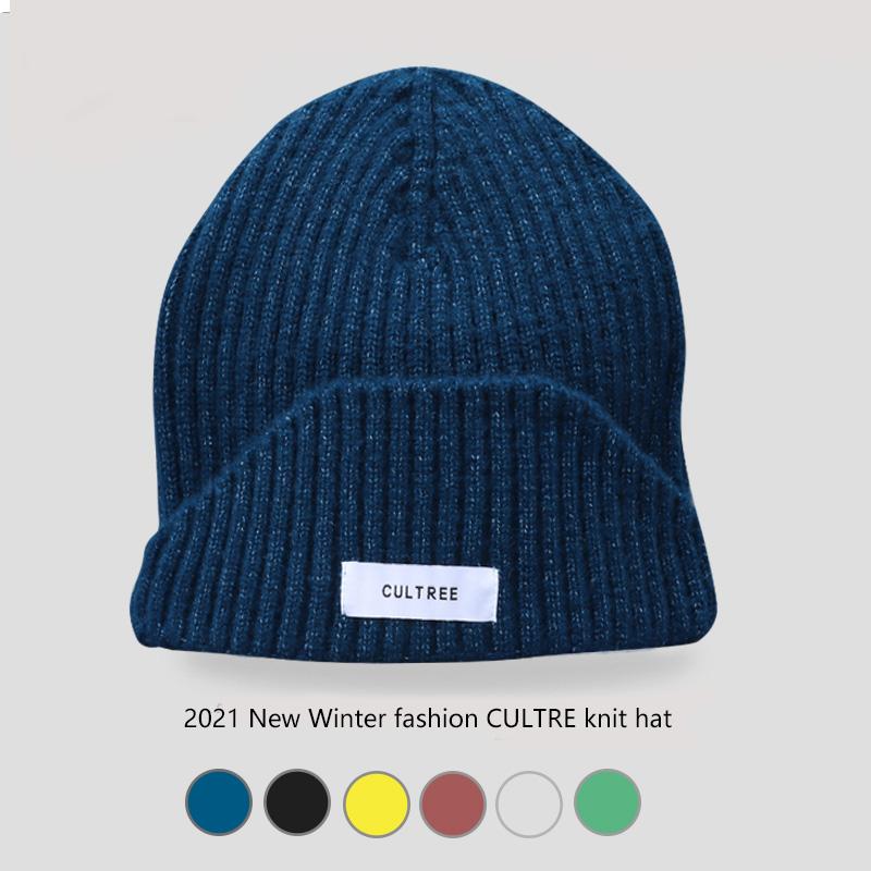

Beanie/Skull Caps 2021 Women's Winter Hat Warm Knitted Striped Fur Wool BeaniesThick Skullies Hip Hop With Men's Panama, Navy
