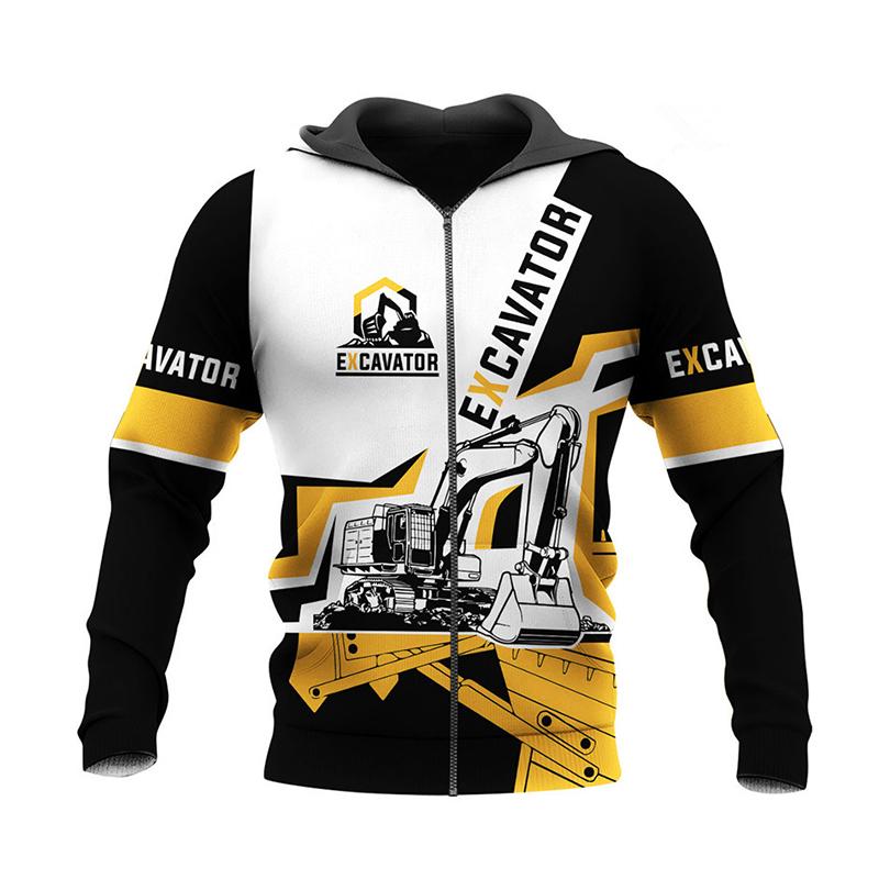 

Men's Hoodies & Sweatshirts Excavator Zip Up Hoodie 3d Print Streetwear Men Women Oversize Zipper Fashion Harajuku Punk Clothing Hip Hop Clo, Black