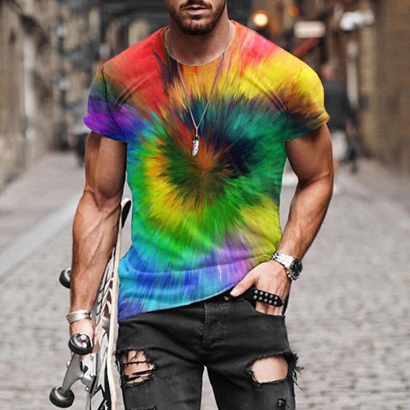 Men's Tee T shirt 3D Print Graphic Round Neck Casual Daily 3D Print Short Sleeve Tops Fashion Designer Cool Comfortable Yellow q4AM#