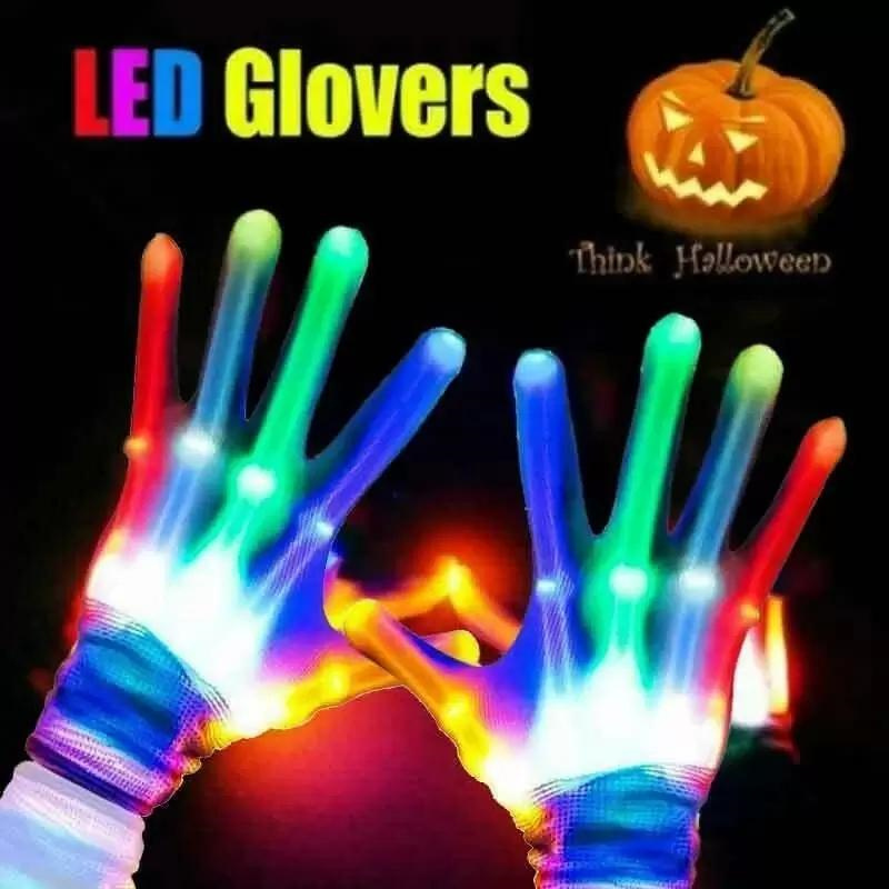 

Fidget Toys LED Party Single Gloves Luminous Flashing Skull Glove Halloween Toy Stage Costume Christmas Supplies Striking At The Partys