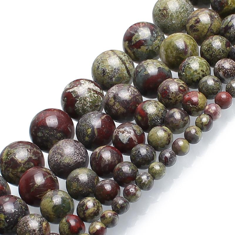 

Other Natural Dragon Bloodstone Jasper Stone Round Beads For Jewelry Making Bracelet 15inches 4/6/8/10/12mm Pick Size