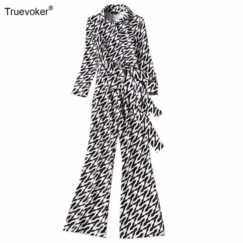 

Truevoker Spring Runway Fashion Wild Leopard Print Jumpsuit Lady Full Sleeve Tied Waist Casual Long Overalls 210602, Black