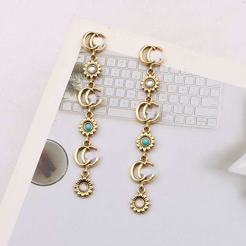 

Famous 18K Gold Plated Luxury Brand Designers Double Letters Stud Dangle Hoop Geometric Women Long Tassel Crystal Rhinestone Pearl Earring Wedding Party Jewerlry
