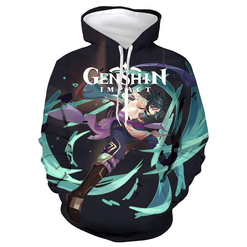 

New cos original God Genshin peripheral 3D printed men's and women's Hoodie, 15#
