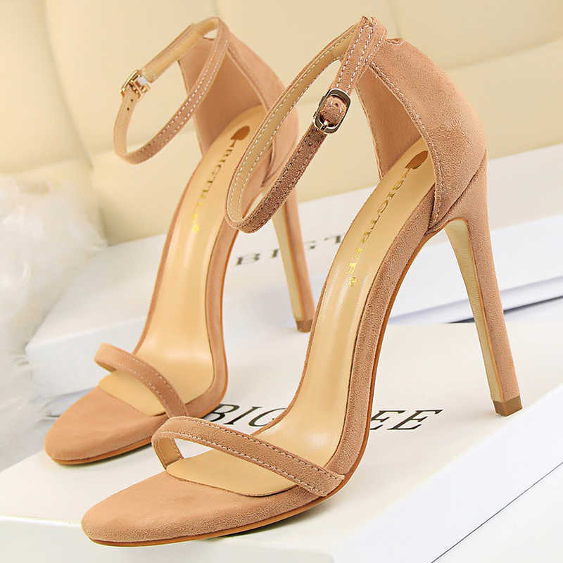 

2021 Summer Fashion Women 11cm 8cm Stripper High Heels Sandals Suede Open Toe Stiletto Nude Heels Sandals Lady Party Prom Shoes Y0721, Red 8cm heels