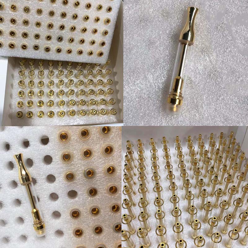 

Gold TH205 Atomizers 0.8ml 1.0ml Glass Vape Carts 510 Thread Customized Round Tip Golden 92A3 Empty Cartridges