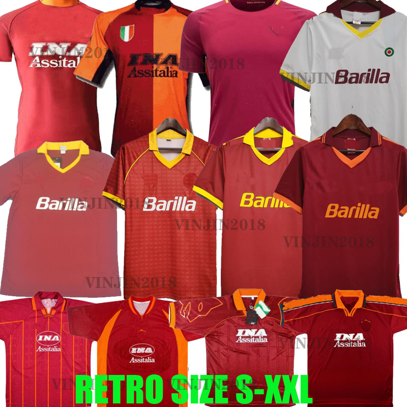 

17 18 Retro Roma Soccer Jerseys 96 97 98 99 00 01 02 89 90 91 92 94 ROME Giannini Totti Batistuta Nakata Nela Balbo Statuto Tommasi Vintage Football SHIRTS TOPS Classic, 01/02 ls