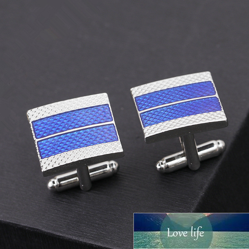 

Men Business Wedding Accessories Clasp Jewelry New Fashon Geometric Square Blue Grid Tie Clips Cufflinks Necktie Tie Clasps Cuff