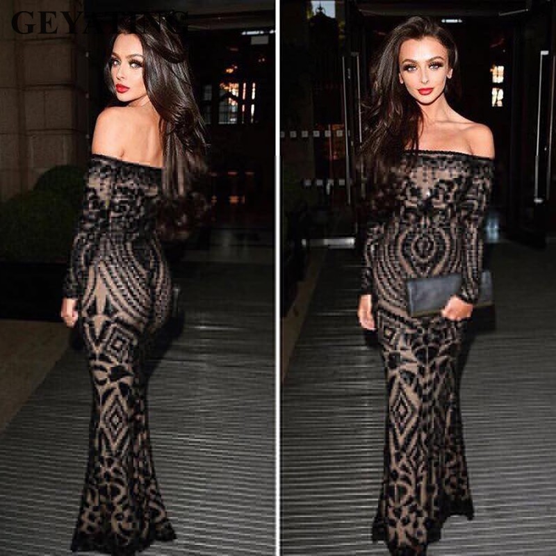 

2021 New Saudi Arabic Burgundy Sequins Mermaid Evening Long Sleeves Off Shoulder Elegant Women Formal Party Prom Es 26bo, Burguudy