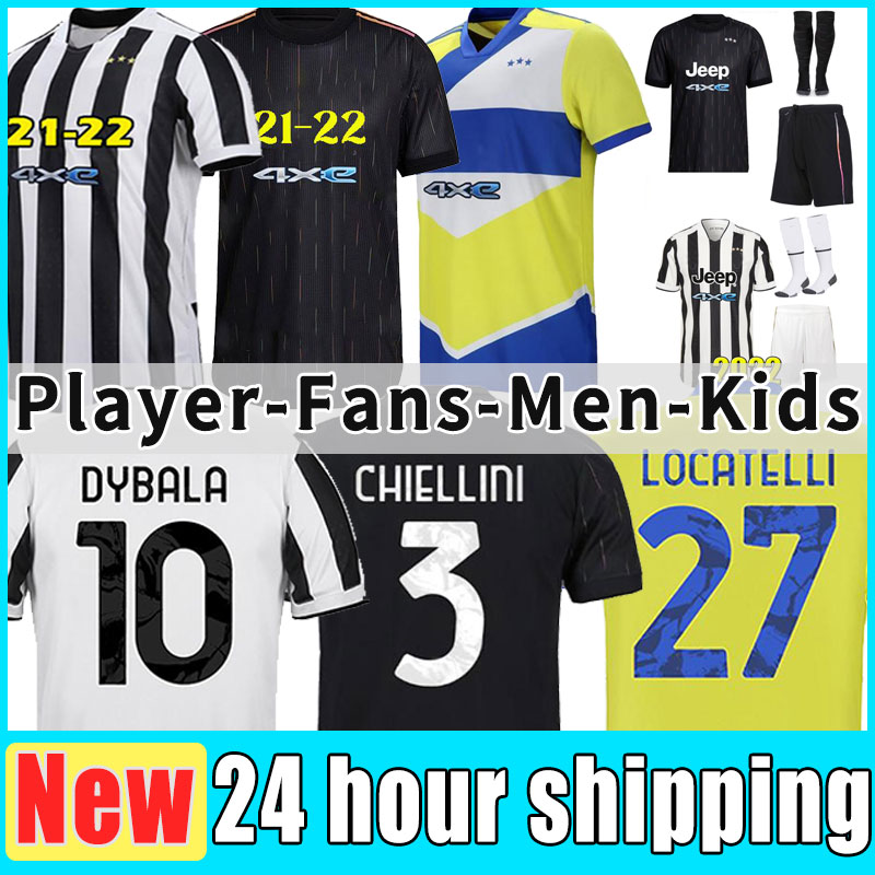 

DYBALA CHIESA 21 22 soccer jerseys juventus LOCATELLI KEAN KAIO JORGE MORATA KULUSEVSKI football shirt DE LIGT Camiseta fútbol 2022 maillot foot Men Kids Kit player, Away