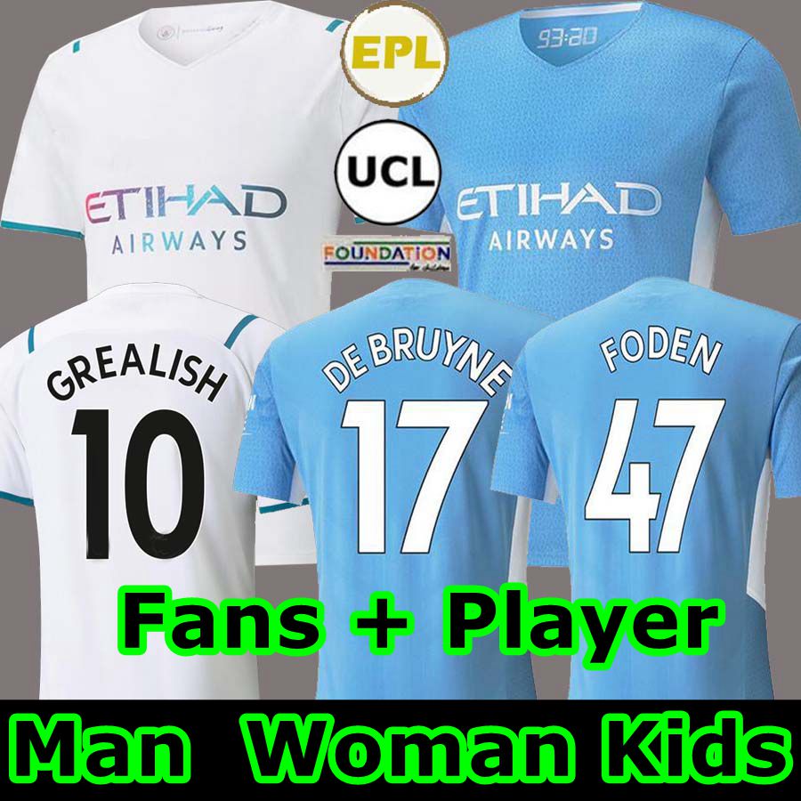 

man 21 22 city FODEN GREALISH 10 soccer jerseys 2021 2022 STERLING football shirt manchester Home Away third DE BRUYNE GESUS BERNARDO MAHREZ FERRAN men kids kits, 21-22 home man+patch