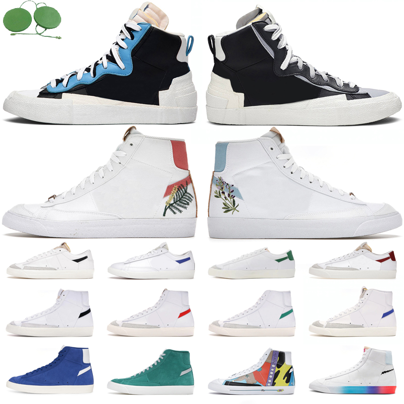 

Hotsale blazer mid 77 men High low running shoes Flora Pack Indigo Catechu Cool Grey Multi Suede Nature Sail White Green mens womens trainers outdoor sports sneakers, Low multi suede