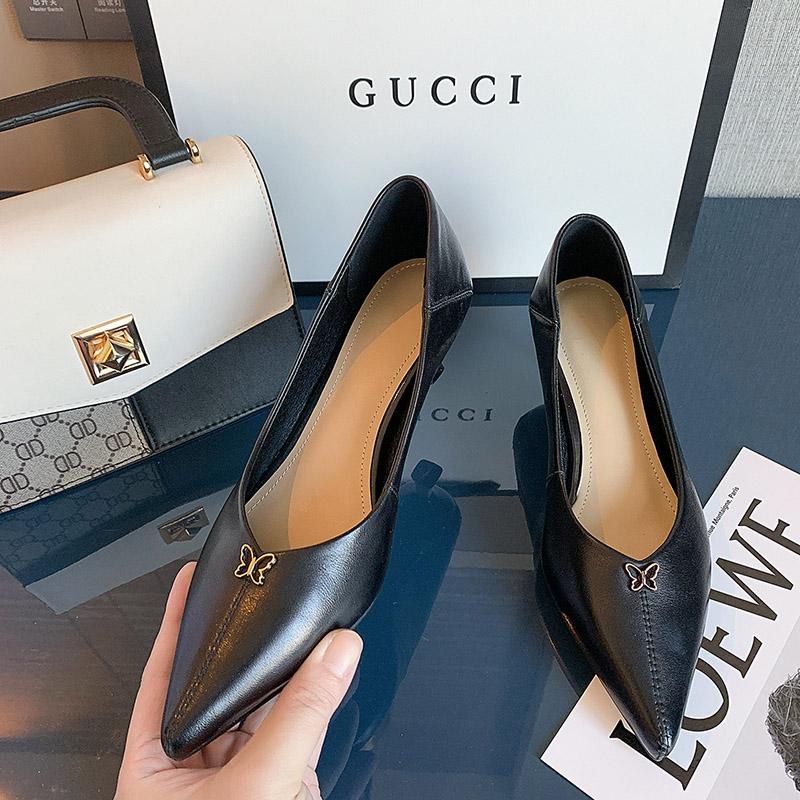 

Women's Pumps 2021 New Cowhide Spring High Heels Fashion Women Shoes Office & Career Ladies Shoes Genuine Leather Pointed Pumps, Black