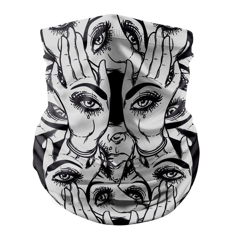 

eyes and palms pattern printed magic scarf 5 pieces per package comfortable fashion riding sunscreen seamless wweat absorption high elastici, Blue;gray