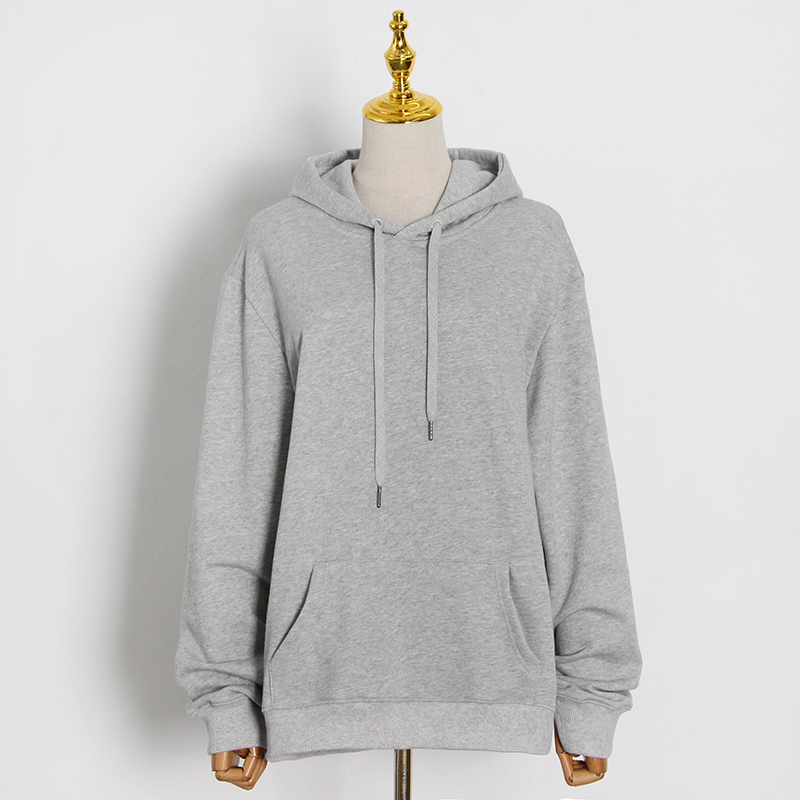 

Minimalist Solid Sweatshirt For Women Hooded Collar Long Sleeve Casual Sweatshirts Female Fashion New Clothing 2021, Black