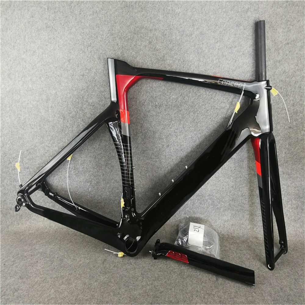 

Black Red DISK DISC Concept Road Frame Road Carbon Frameset Glossy, C-01