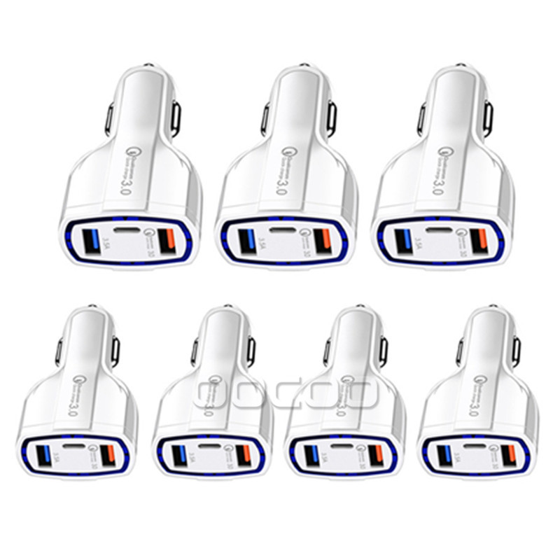 

35W 7A 3 Ports Car Charger PD Type C And USB Adapter QC3.0 With Qualcomm Quick Charge 3.0 Technology For Mobile Phone GPS Power Bank Tablet P Factory Sale