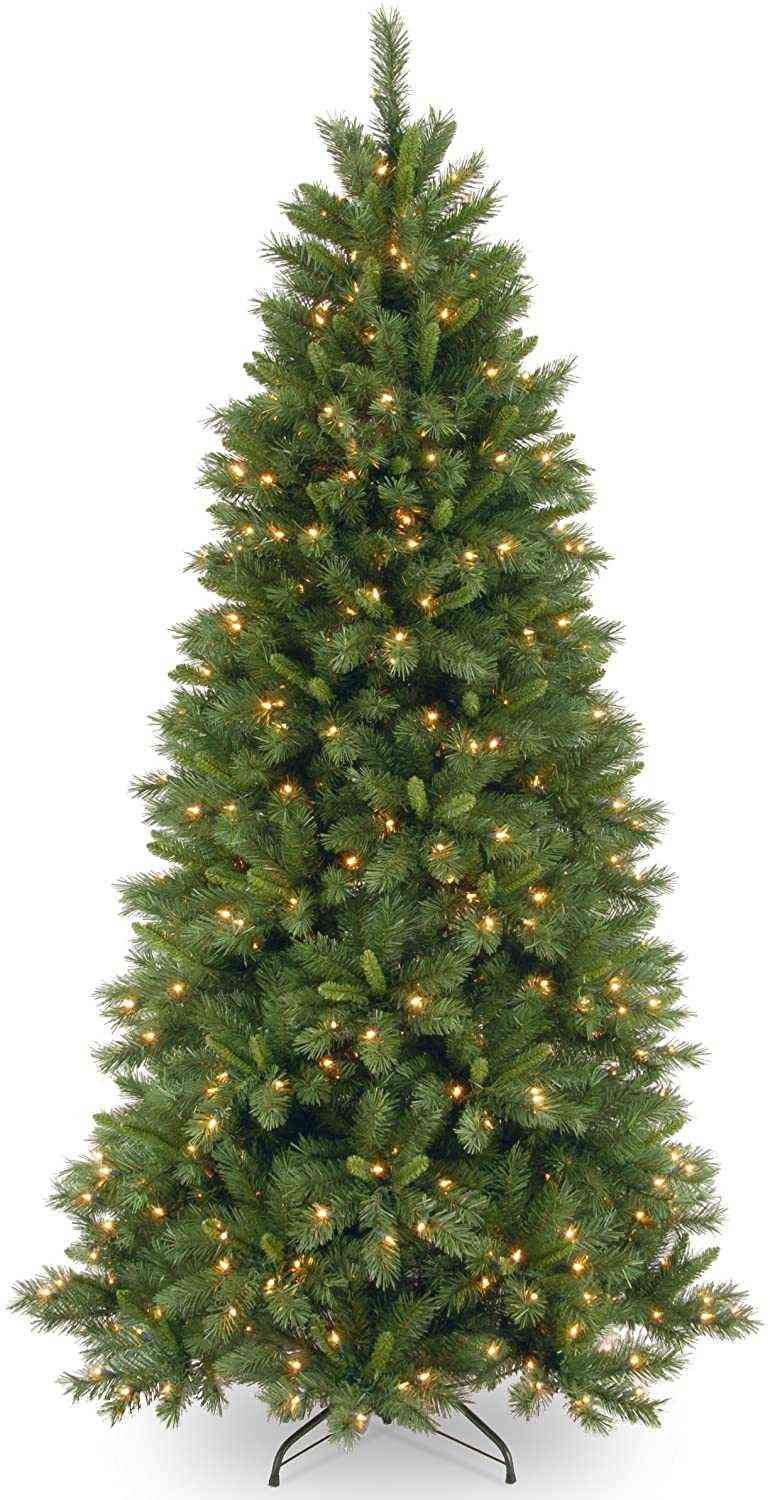 

National Tree Company Pre-lit Artificial Christmas Tree | Includes Pre-strung Multi-Color LED Lights and Stand | Lehigh Valley Pine Slim - H1125