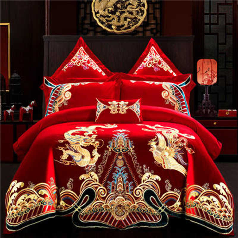 

High grade four piece set 60s long staple cotton satin jacquard embroidery kit